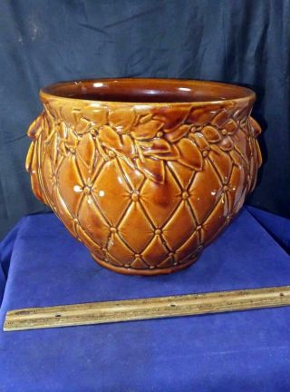 Vintage Large Mccoy Pottery Brown Planter Flower Pot