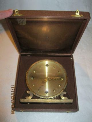 Mid Century Gold Toned Luxor Mantel Clock 8 Day Swiss Made / Repair
