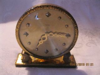 Mid Century Gold Toned Luxor Mantel Clock 8 Day Swiss Made / Repair 2