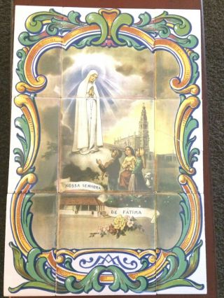 Vintage Catholic Our Lady Of Fatima 12 " X16 " Pictorial Tile Ensemble