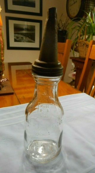 1920 Antique The Master Gas & Oil Bottle With Pour Lid