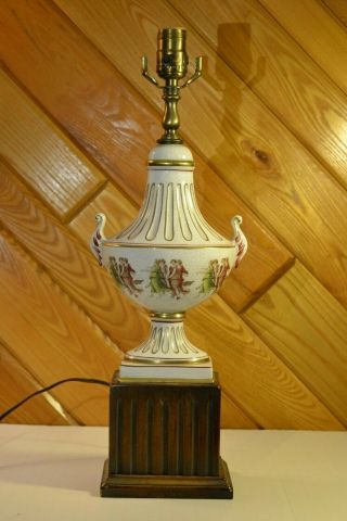 Vtg Frederick Cooper Ceramic Greek Vase Dancing Nymph Table Lamp Fluted Pedestal