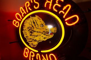 Large Boars Head Neon Sign,  Commercial Neon Lighted Advertising Sign 26 " W X 22 " H