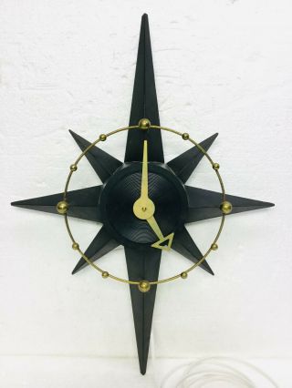 Vintage Wall Clock Mid Century Herold Products Starlite Model 518 Light Up