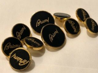 Set Of 10 Brioni Salvaged Gold & Black Iconic Signature Vtg Suit Jacket Buttons