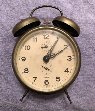 Vintage Linden Black West Germany Double Bell Alarm Clock