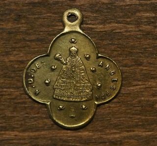 Antique Religious Bronze Medal Pendant Our Lady Of Angels