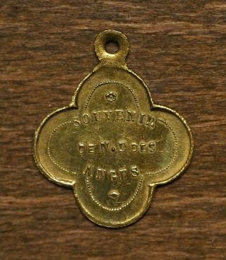 Antique religious bronze medal pendant our lady of angels 2