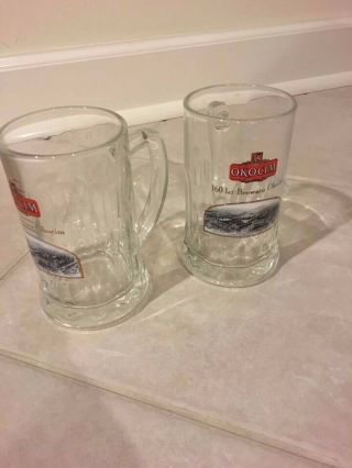 Set Of 6 Okocim Beer Glass Mugs