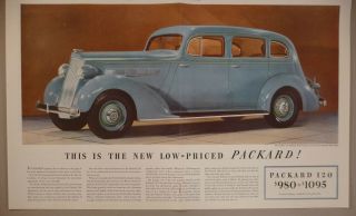 Packard 120 Sedan Print Ad - 1935 2 - Page Centerfold 21 " X 13.  5 "