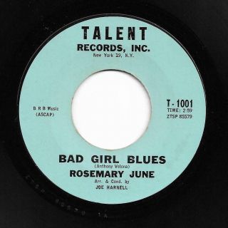 Mod Popcorn Vocal Jazz 45 Rosemary June Bad Girl Blues/all Of Me Talent Hear