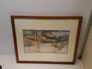 Frank Lloyd Wright Fallingwater Framed Art Print Museum Of Modern Art Vtg 1994