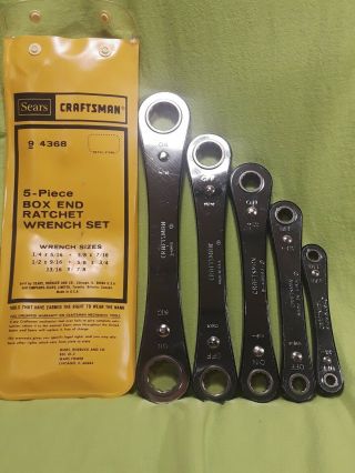 Vintage Craftsman 5 Piece Box End Ratchet Wrench Set 9 - 4368 Made In Usa