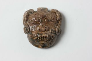 Chinese Carved Hard Stone Jade Mask Belt Buckle (j),  China