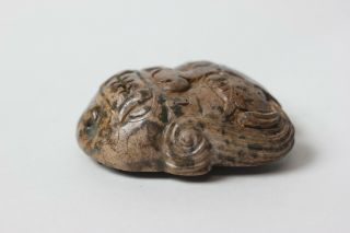 Chinese carved hard stone jade mask belt buckle (J),  China 3