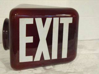 Vintage Exit Sign Ceiling Light Fixture Ruby Red Movie Theatre Double Sided