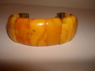 Vintage Baltic Amber Egg Yolk Butterscotch Watch Wide Bracelet End To End 6 1/4 "