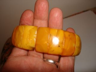 Vintage Baltic Amber Egg Yolk Butterscotch Watch Wide Bracelet End To End 6 1/4 