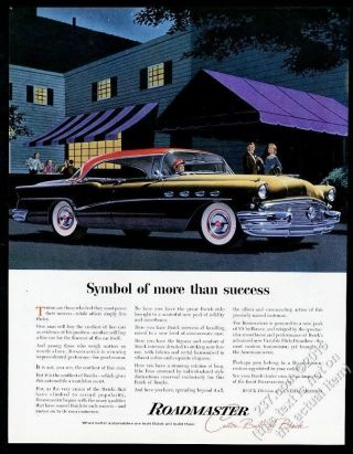 1956 Buick Roadmaster Sedan Black Car Red Top Illustrated Vintage Print Ad