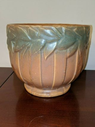 Vintage Mccoy Pottery Jardiniere Planter Vase Green Brown 6 7/8 " High Rare