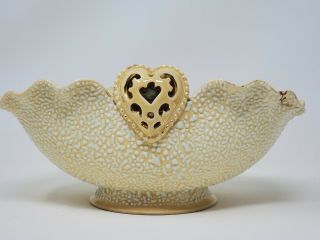 Hungarian Pierced Heart Porcelain Zsolnay Pecs 19th Century Bowl Repaired