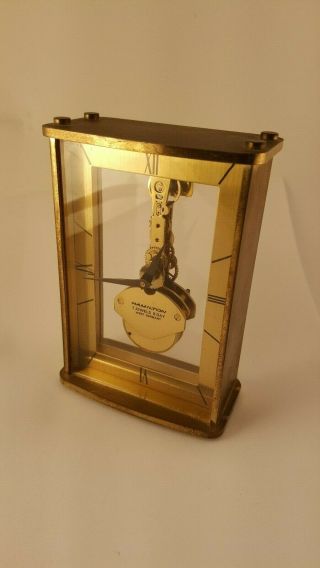Hamilton Mantel Clock 7 Jewels 8 Days West Germany Vintage Runs Keeps Time