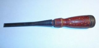Stanley No.  750 3/8 Inch Beveled Edge Chisel W/original Red Finish Handle,  8 " L.