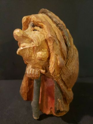 Vintage Norwegian Hand Carved Wooden Troll Gnome Marked