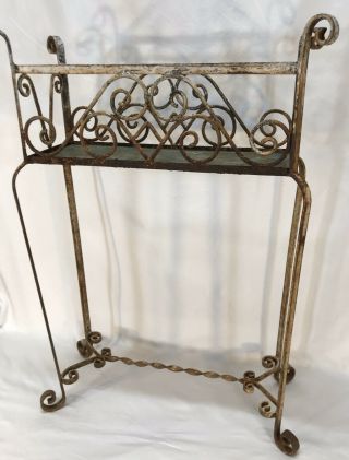 Vintage Wrought Iron Plant Flower Stand Planter