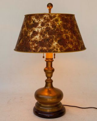 Large Frederick Cooper Brass Urn Table Lamp W/ Shade Mcm Hollywood Regency