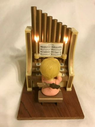 Vintage Musical Angel Playing Lighted Organ Made Hong Kong