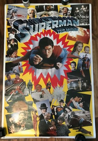 Vintage 1979 Dc Comics Superman The Movie Collage Poster Christopher Reeve