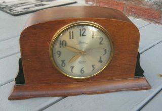 Vintage Art Deco Wood Telechron Revere Mantle Clock - Chimes