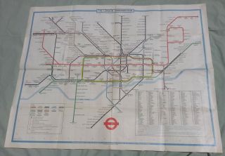 Giant Vintage London Underground Map Poster By Paul E.  Garbutt/leonard Ripley
