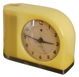 Westclox Antique Art Deco Moonbeam Model 55 - J Bakelite Alarm Clock Yellow