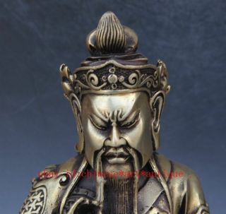 Chinese old Copper Dragon Guan Gong Guan Yu warrior Mammon Buddha statue e02 2