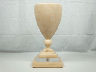 Vintage Alabaster Stone Mid Century Modern Pedestal Urn Vase Table Lamp Light