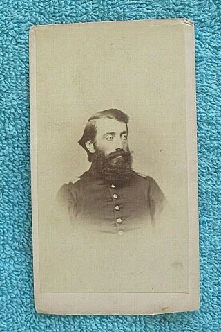 Vintage Civil War Soldier Cdv Photograph Image Bearded Military Army Officer.