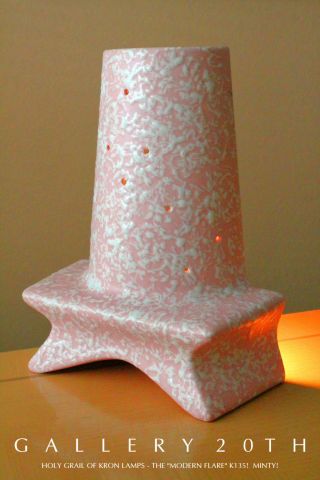 Kron Modern Flare Mid Century K135 Pottery Lamp Vtg 50s Atomic Tv 60s Pink Mcm