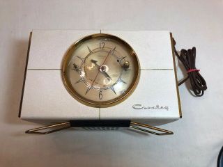 Old Vintage White Sci - Fi Crosley Mid Century Modern Jet Age Clock Radio Jc 6 We
