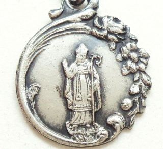 Art Nouveau Antique Silver Medal Pendant To Saint Germain