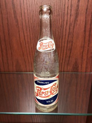 Vintage.  1946.  Pepsi.  Double Dot Soda Bottle.  Caldwell,  Texas