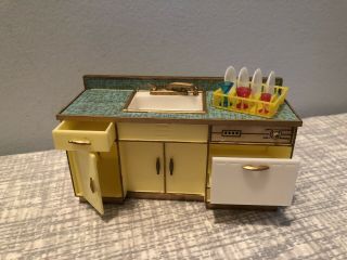 Vintage Ideal Petite Princess Patti Kitchen Sink Dish Rack Dollhouse Furniture