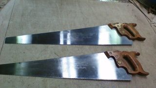Set Of 2 Vintage Henry Disston & Sons D - 23 Hand Saw 