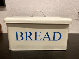 Restoration Hardware White Enamel Bread Canister Box Vintage