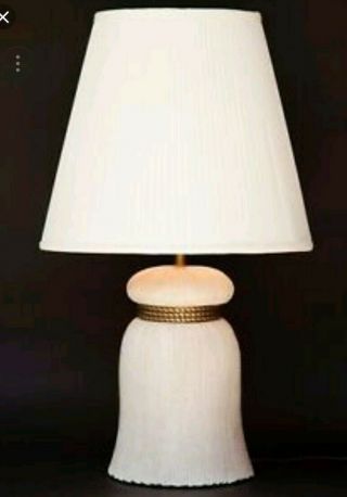 Vintage Chapman White Tassel And Gold Table Lamp
