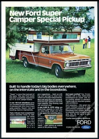 1973 Ford F350 Pickup Truck Camper Special Ranger Photo Vintage Print Ad 2