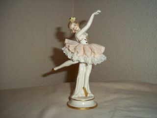 Porcelain Dresden Volkstedt Delicate Lace Dress Ballerina.  5 " Germany