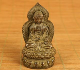 Blessing Chinese Old Bronze Hand Carved Buddha Monk Statue Figure