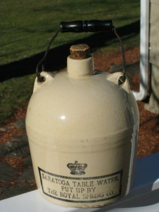 Ca.  1900 - 8 " Saratoga Table Water - The Royal Spring Co.  - Stoneware Jug
